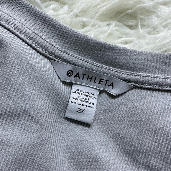Athleta Uptempo Ribbed Henley Top in Light Grey - Picture 2 of 4